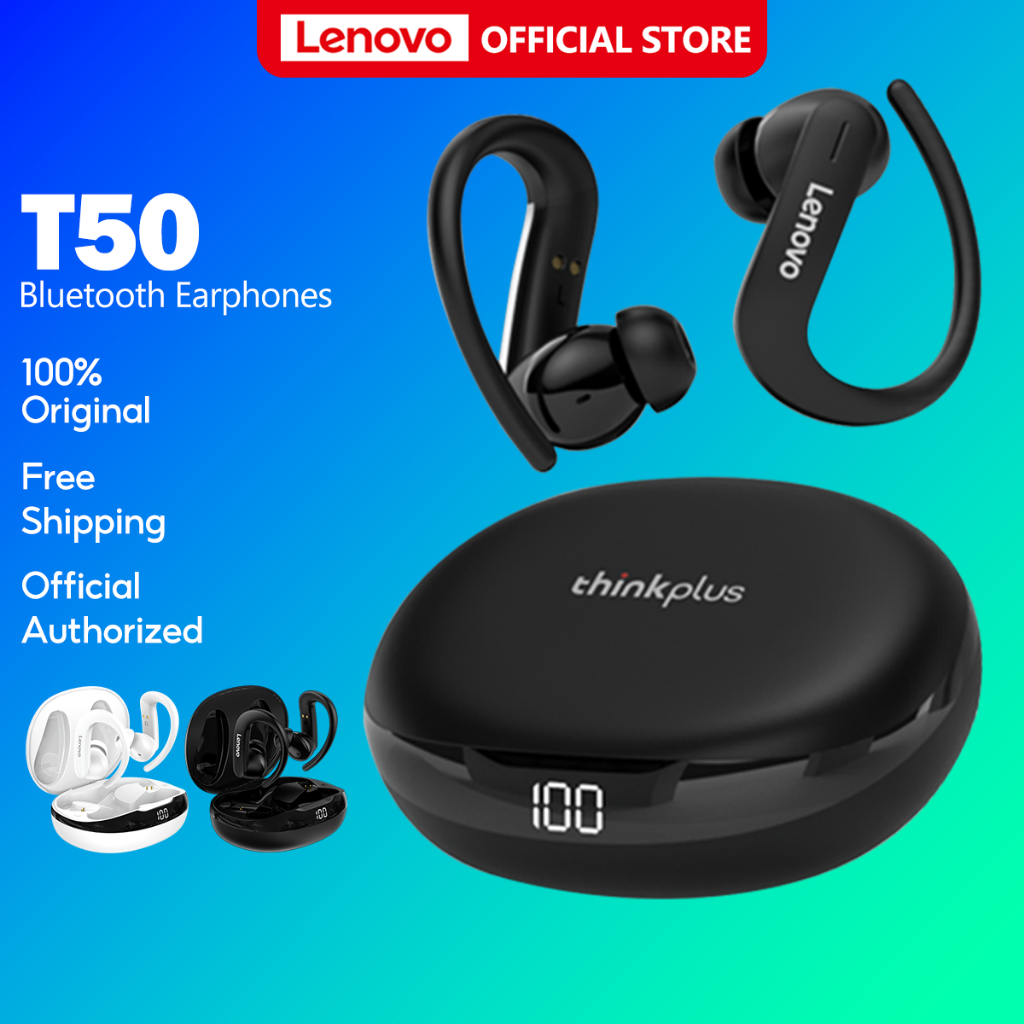 Lenovo T50 Bluetooth Earphones Wireless Earphone Earbuds With Mic Game ...