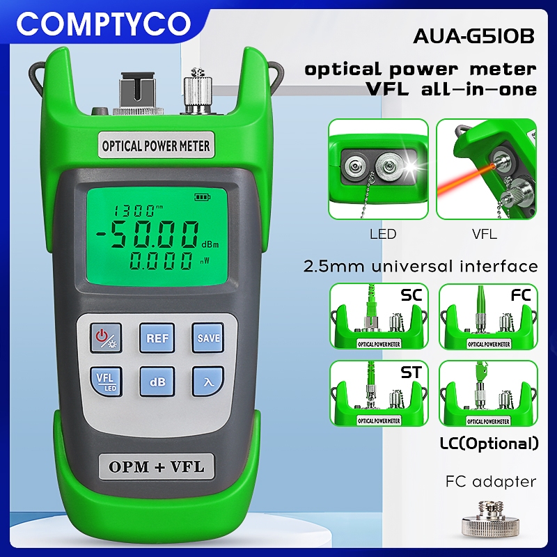 Green Aua G510b 3 In 1 Optical Power Meter Red Light Source All In One Machine 50~26dbm 10 