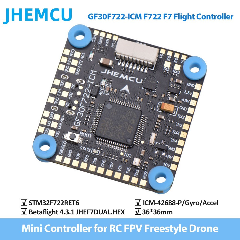 JHEMCU GF30F722-ICM Flight Controller - F722 Baro OSD 5V/10V BEC 3-8S - Neuf