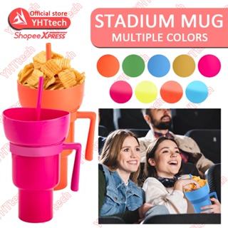 Snack and Drink Cup 2 in 1 Snack Bowl Cup Combo Stadium Tumbler Snack Bowl  Leakproof Portable Travel Snack & Drink Cup with Straw Color Changing  Stadium Cups for Movie Theater Home