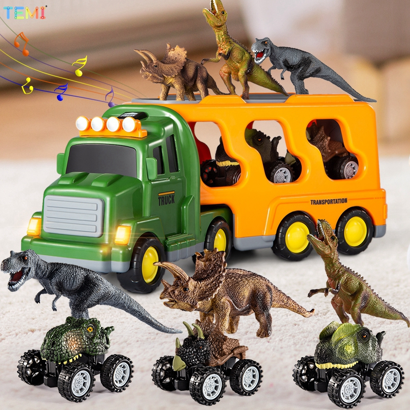 TEMI 7 in 1 Dinosaur car truck Transport carrier with 6 dinosaurs ...