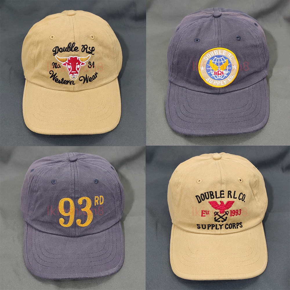RL RR Baseball Cap Vintage Hat Leather Strap Navy blue actual pictures ...