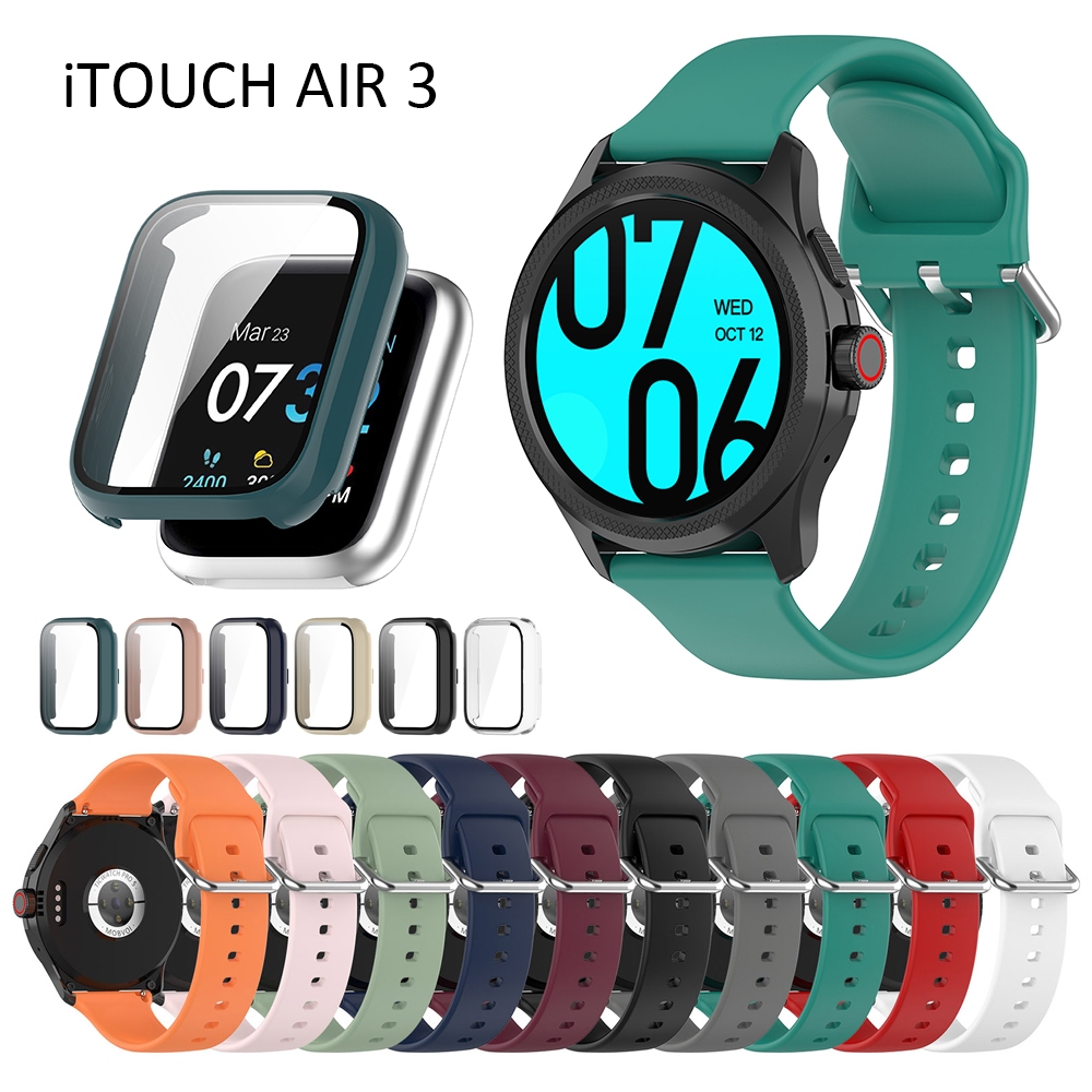 For iTOUCH AIR 3 smart watch strap case tempered glass screen protector soft silicone smart band straps