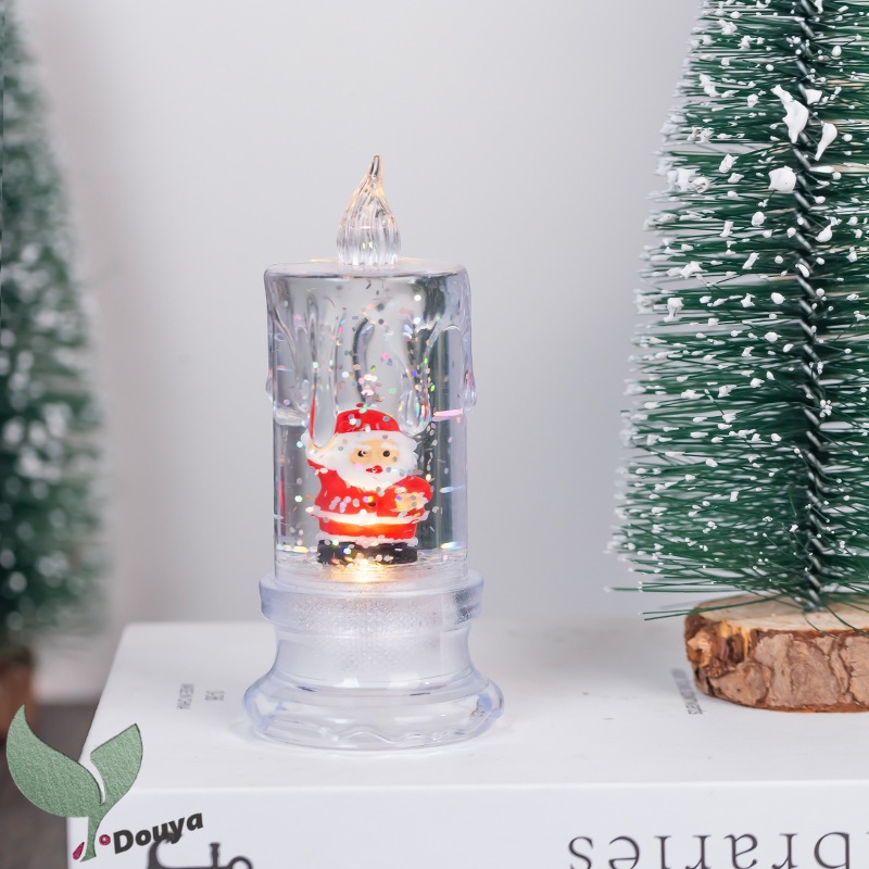 Christmas Flameless clear Candles Christmas Snow Globe Candle Light
