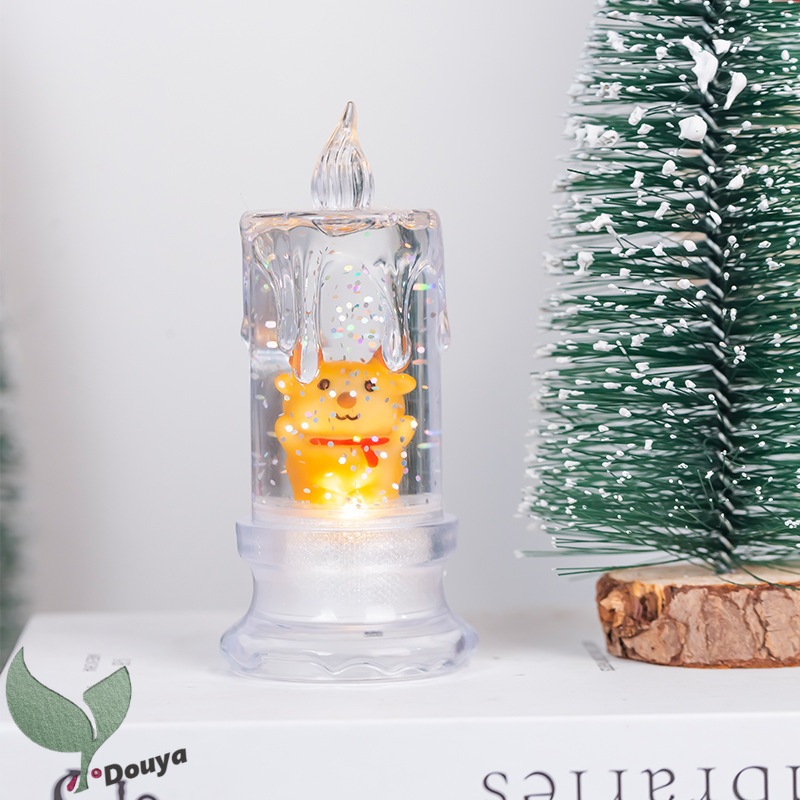 Christmas Flameless clear Candles Christmas Snow Globe Candle Light
