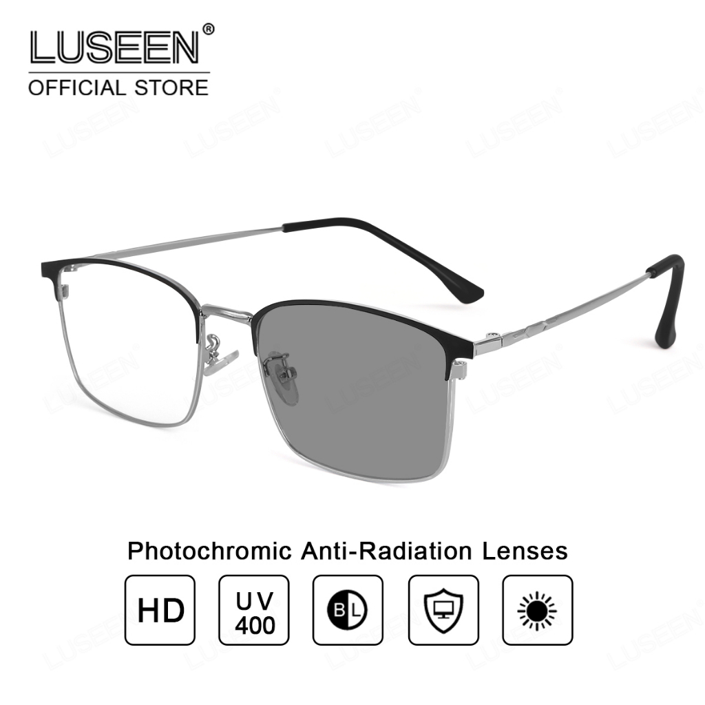 Luseen Eyewear Photochromic Anti Radiation Eyeglass For Man And Woman Replaceable Lens Browline 0790