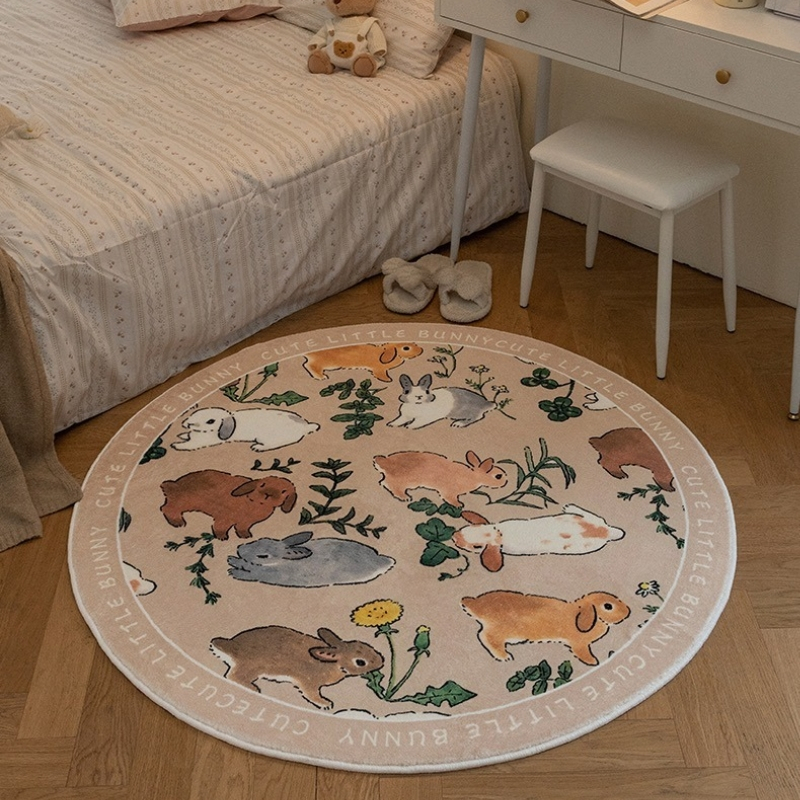 Round carpet,imitation cashmere Cute and cozy rabbit pattern,Size ...