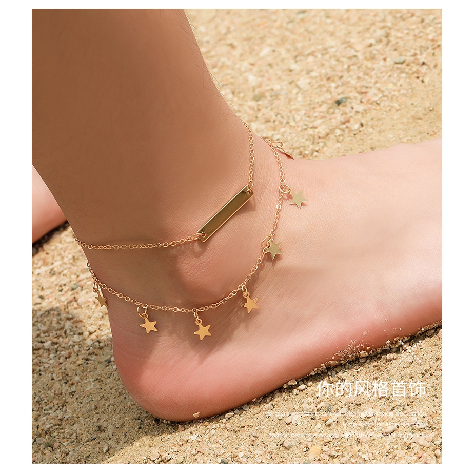 Retro Mori Personality Sliver/Gold Couple Anklet Creative Black Wax