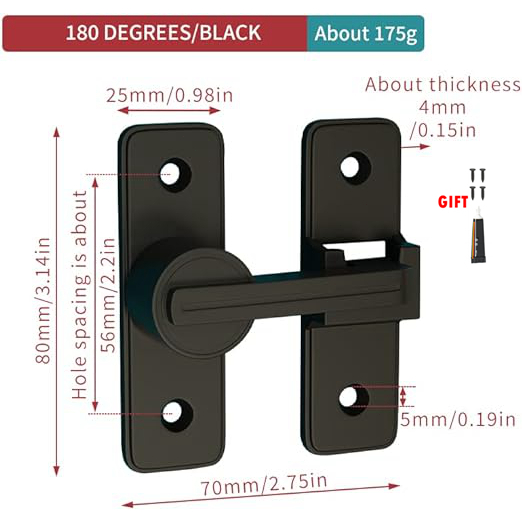 90-180 Degree Sliding Door Lock Luminous Door Latch Free Punch Door 