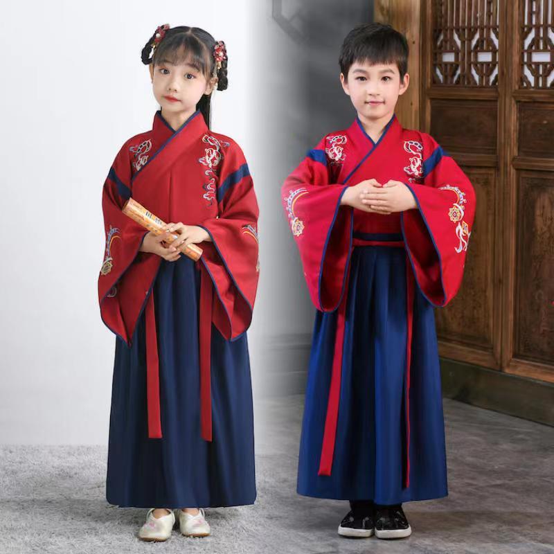 Chinese Hanfu Ancient Traditional Clothing Set for Kid Boy Girl Long ...