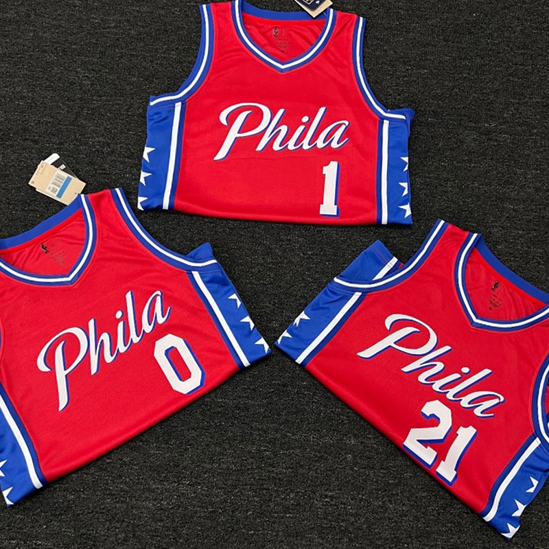 【hot pressed】23 Season New NBA Philadelphia 76ers Red Men's Basketball