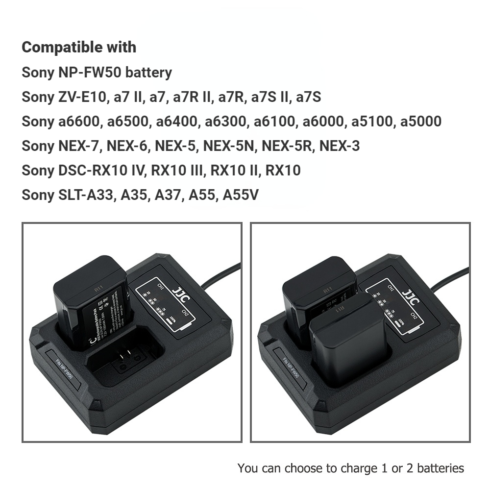 Battery Charger Simpex NP-FW50 LCD Dual Charger Compatible With
