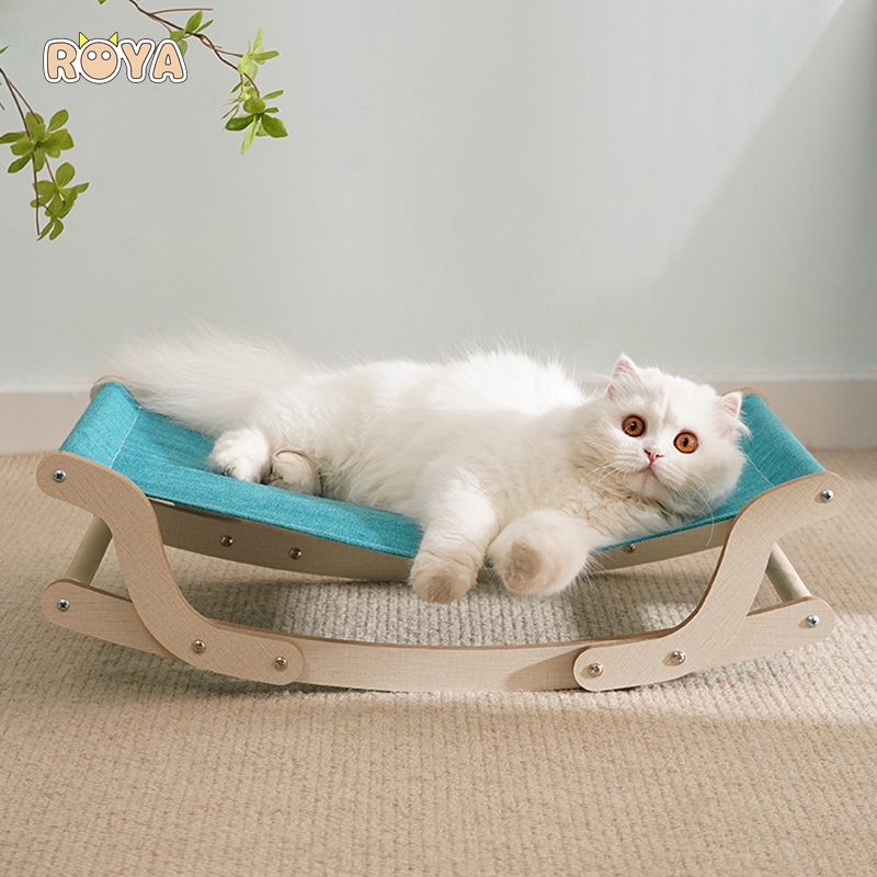 Wooden pet rocking bed cat hammock cat nest pet chair breathable ...