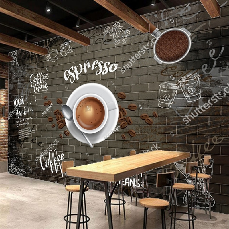 Custom 3d Photo Wall Paper Coffee Theme Wallpaper Cafe Coffee Shop