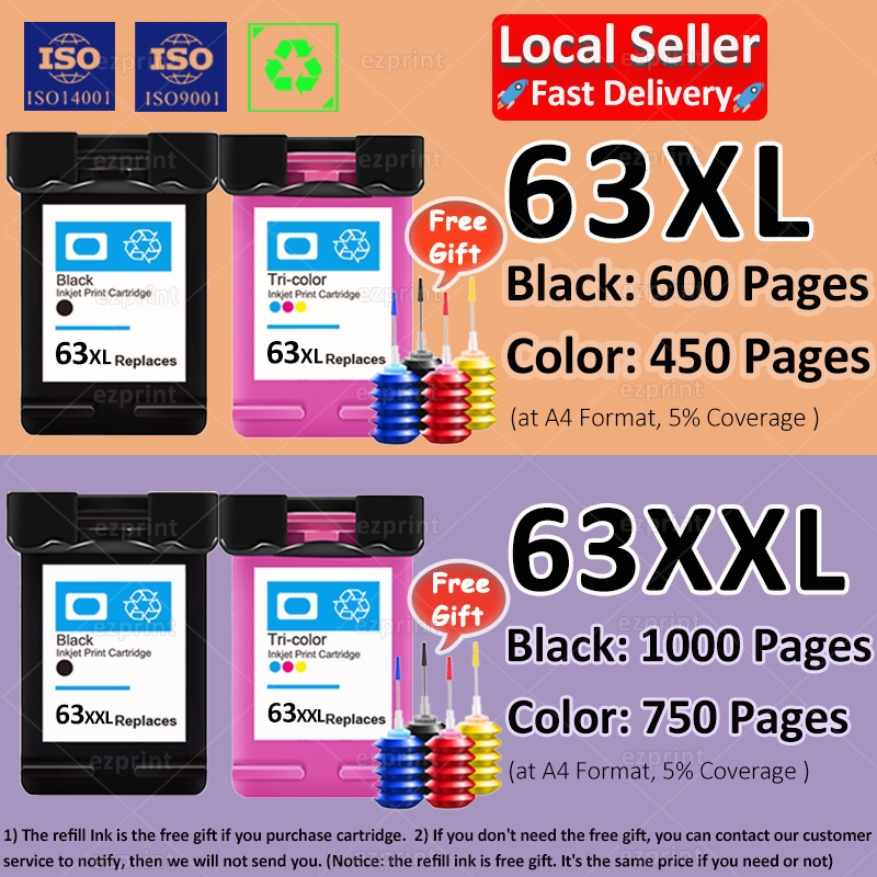Compatible for HP 63XL Ink Cartridge HP 63XXL Ink HP 63 Ink Cartridge ...