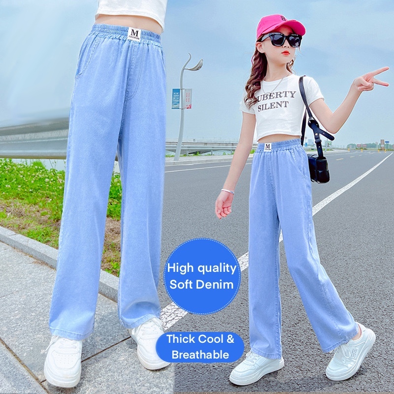 Girls Wide Leg Pants High Quality Soft Kids Pants Korean Loose Baggy