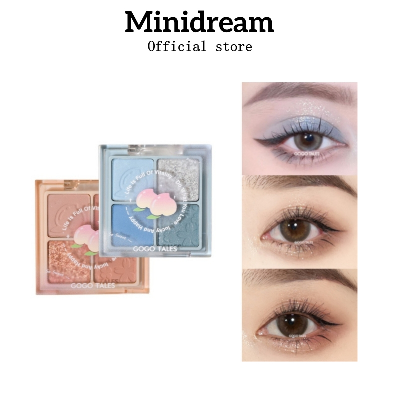 GOGO TALES 4 colors Glitter Eye shadow and blush allinone tray