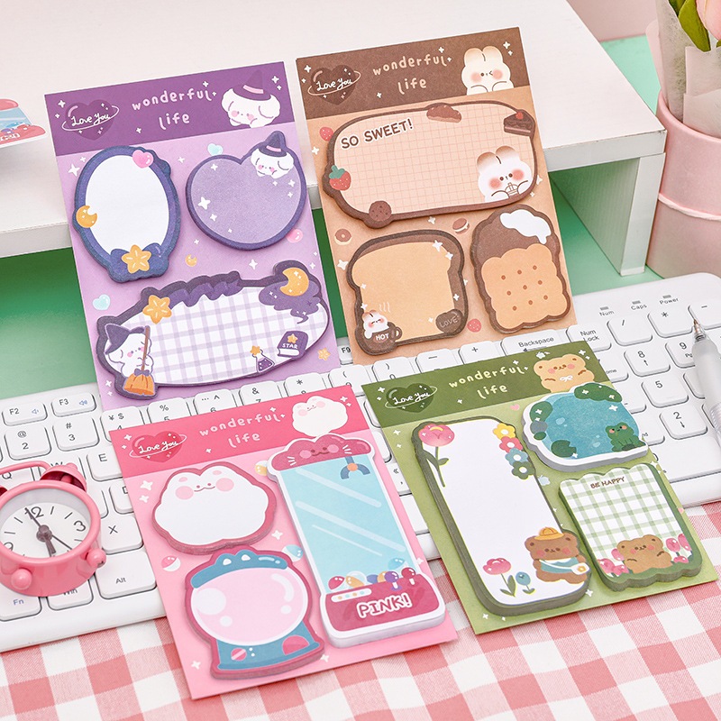 Cute Cartoon Combo Sticky Notes Index Post Notes Memo Pad Notepad ...