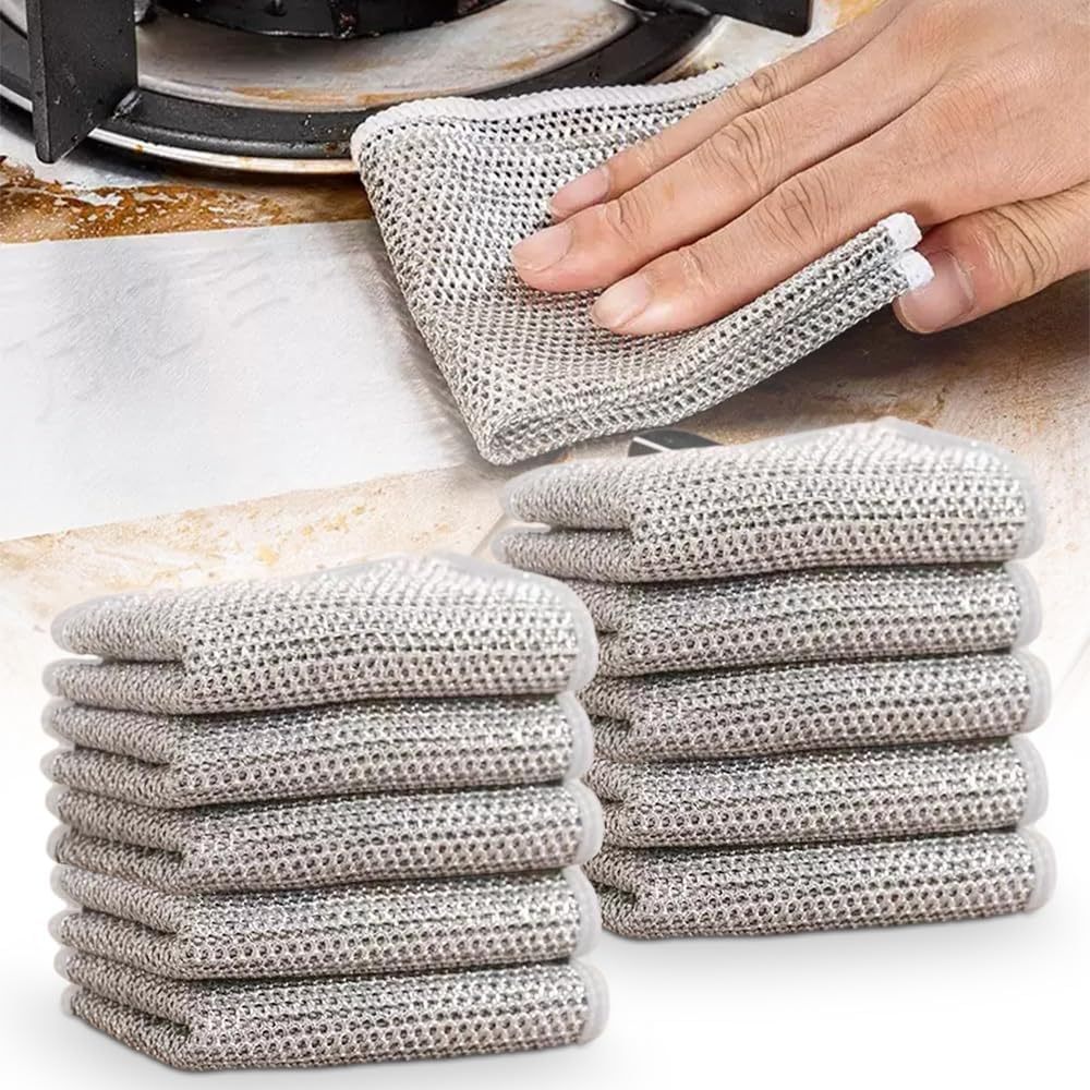 2/5PCS Magic Cleaning Cloth Thickened Double -sided Metal Steel Wire ...