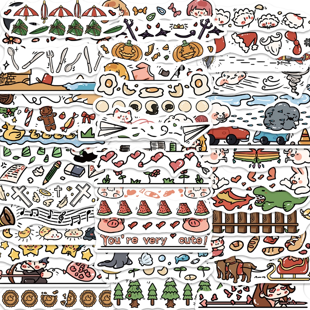 50pcs Stickers Cute Cartoon Dividing Graffiti Cartoon Skateboard ...