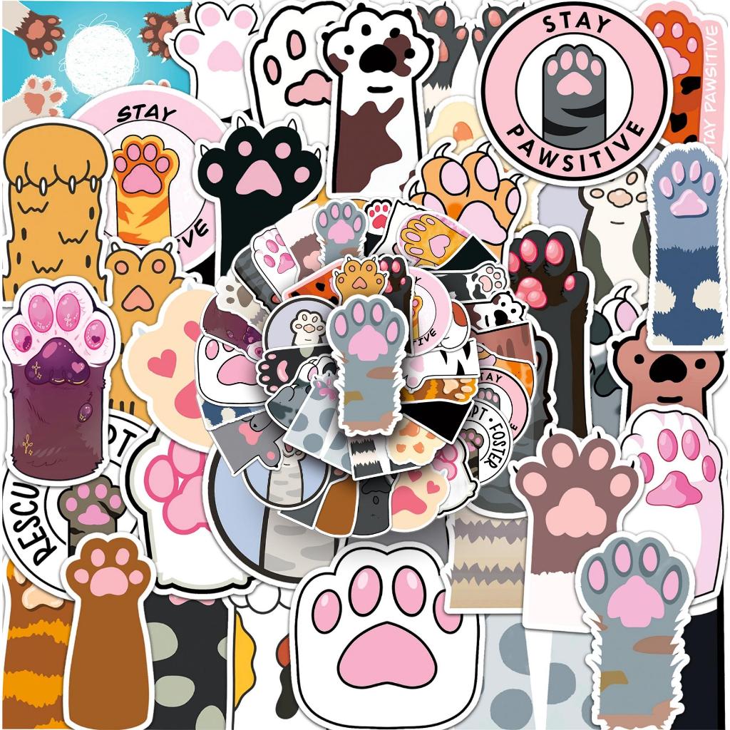 50pcs Cartoon Cute Cat's paw Graffiti Waterproof Stickers For DIY ...