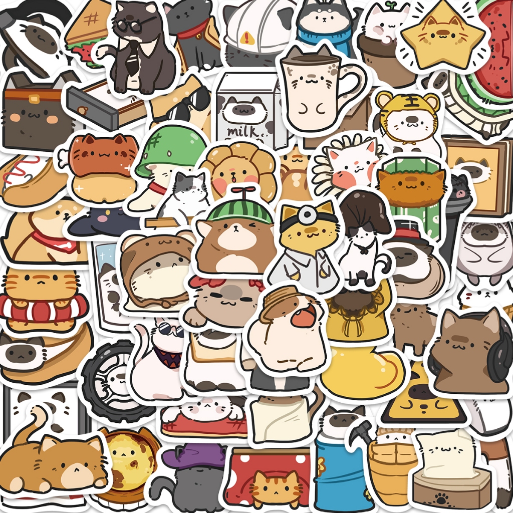 80pcs Stickers Cartoon Funny Cat Dog Graffiti Cartoon Skateboard ...