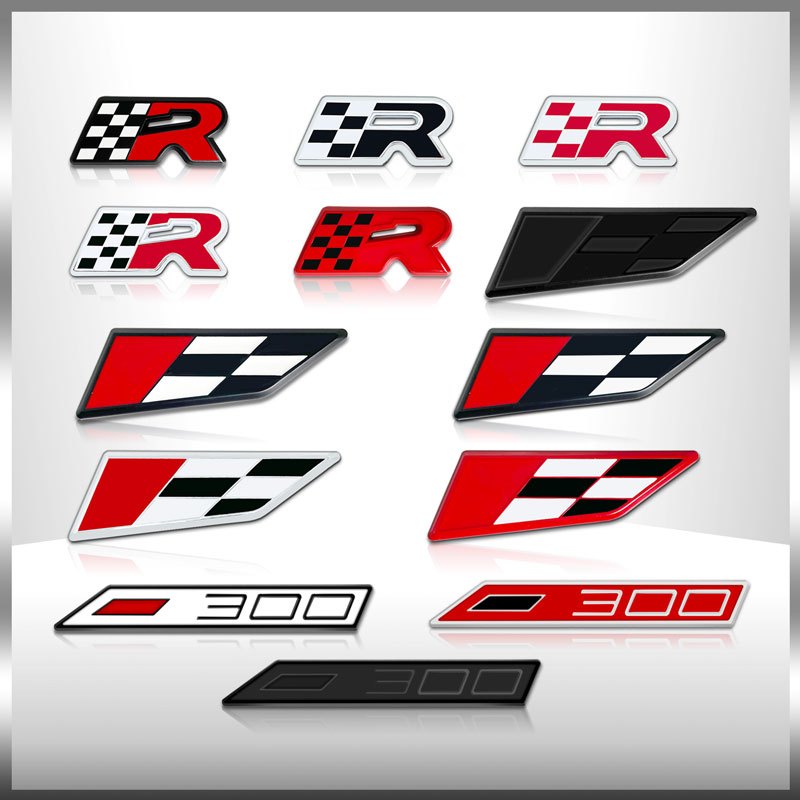 Car 3D Metal Sticker Race 300 Flag Emblem Front Grille Sticker Fender ...
