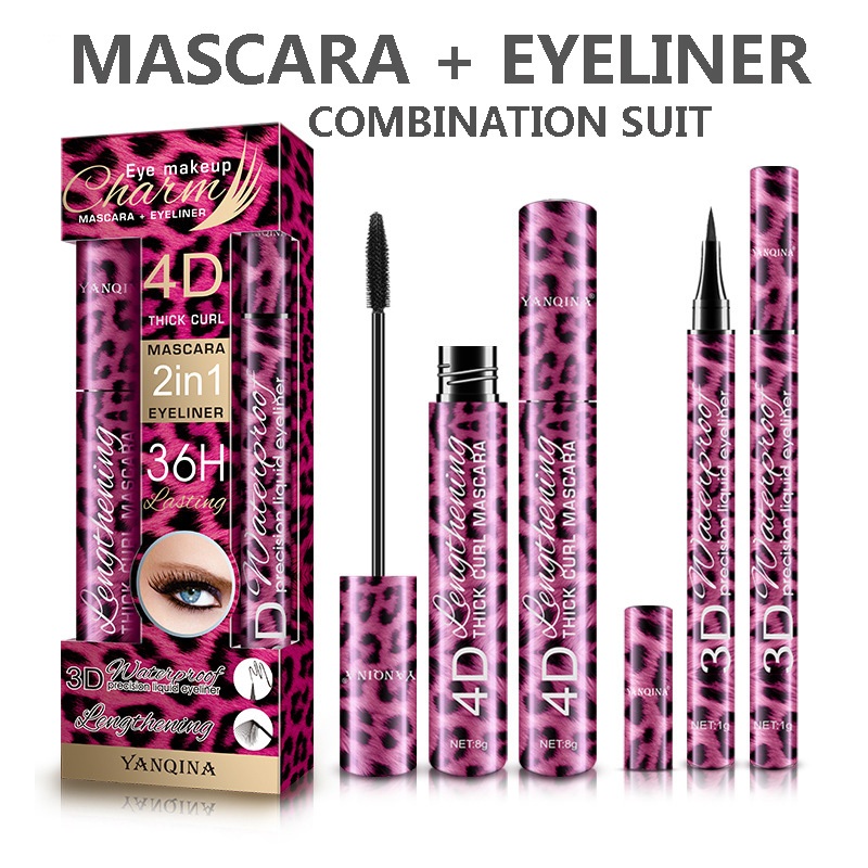 Waterproof Long Lasting 4D Thick Curl Mascara and Eyeliner 2 in 1