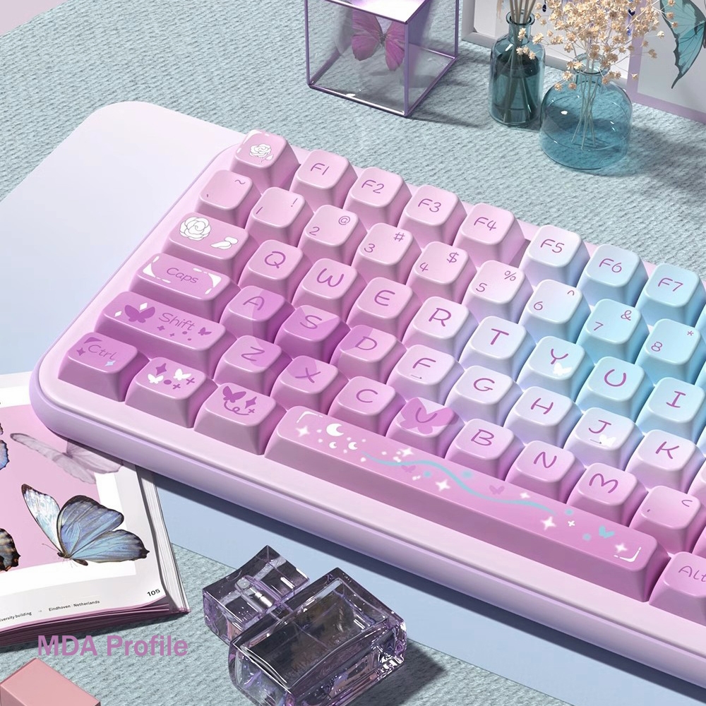 158 Keys Dream Purple Butterfly Keycaps Cherry MDA Profile PBT Dye ...