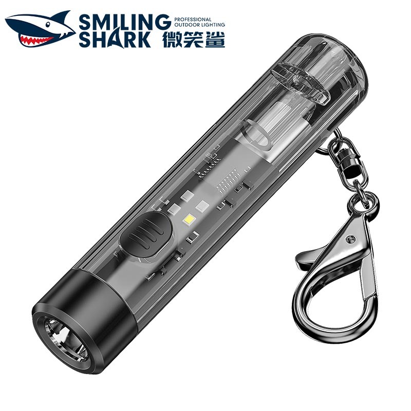 SmilingShark TIP0020 Mini Flashlight Keychain Torch light Super Bright  6Modes with Red Blue light whistle Type-C Rechargeable Waterproof for  Ourdoor