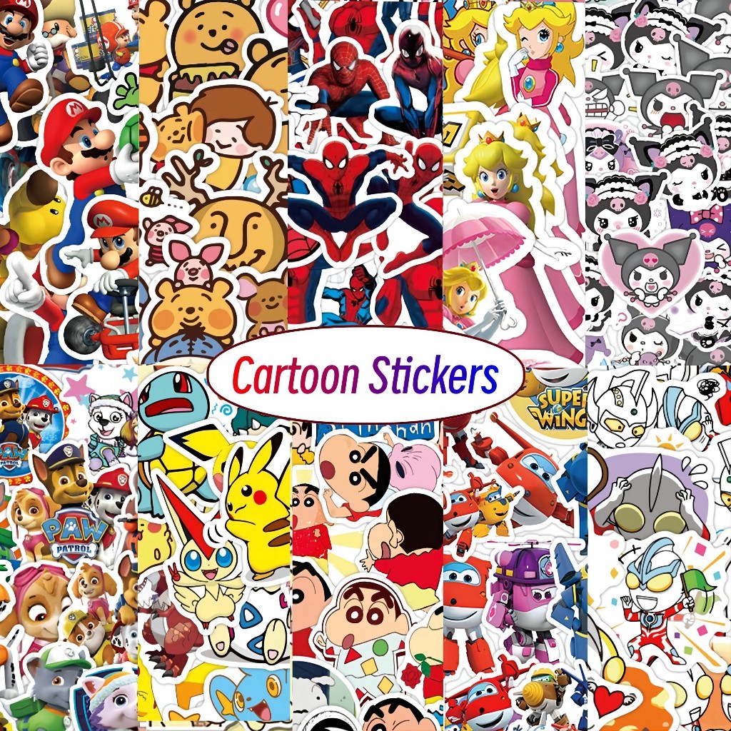 50pcs Cartoon PVC Waterproof Sticker Repeatedly Paste Luggage Notebook ...