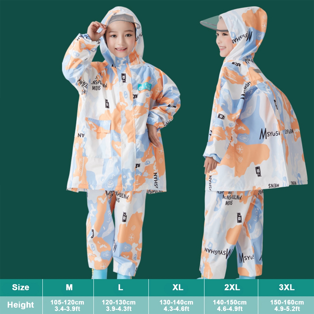 Children's Rain Gear Set Unisex Cartoon Kids Waterproof Rain Coat Kit