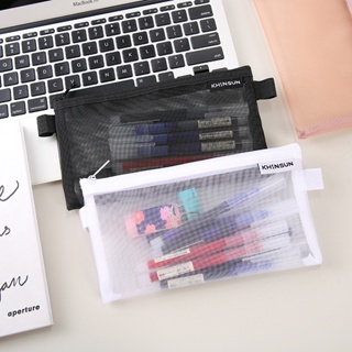 Simple Transparent Mesh Pencil Case Nylon Zip Bag Students Pen Storage ...