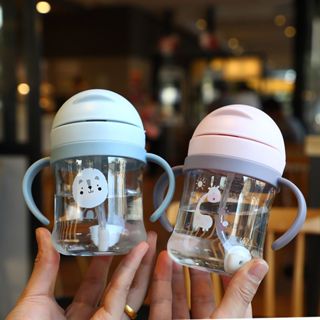 Hot Sale Promotional Good Quality Cartoon Water Bottle With Straw For Infant  Toddler, Student Water Cup, Baby Anti Choking Handle Water Bottle, Plastic  Drop Resistant Learning Drinking Cup For 6 Months+ 