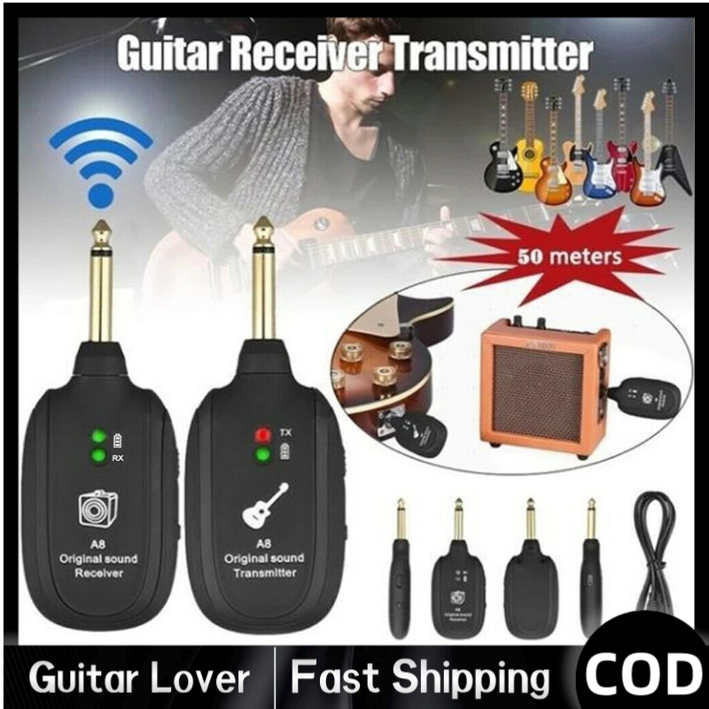 [READY] A8 UHF Wireless Guitar Transmitter Receiver Set 730mhz 50M Range for Electric Guitars