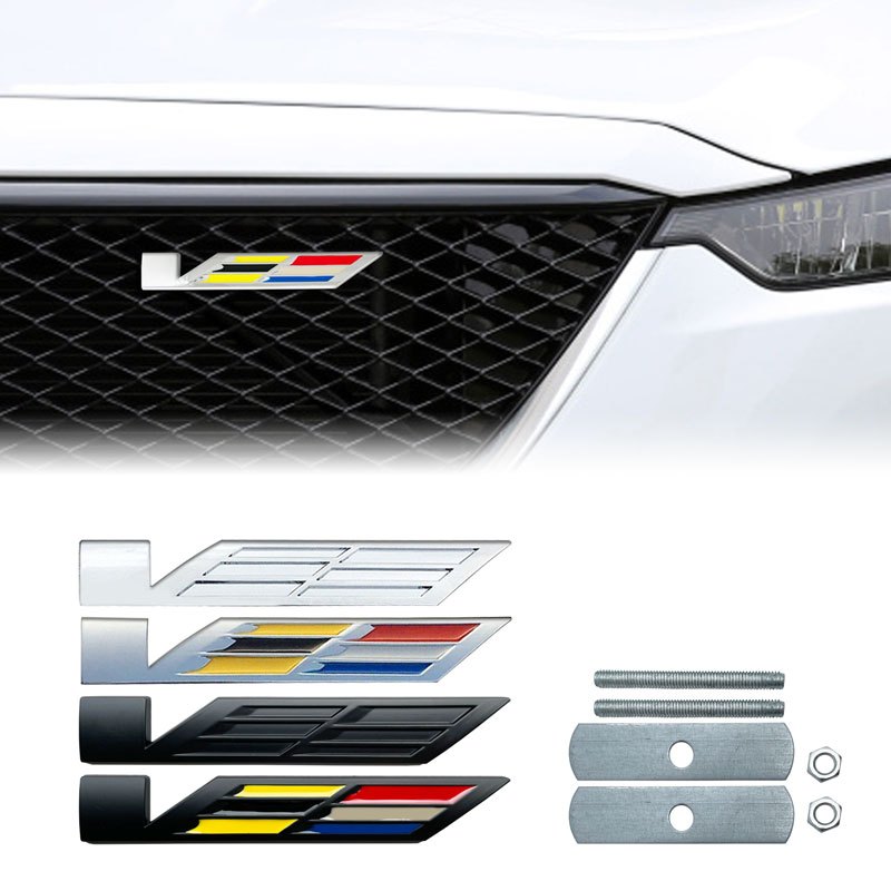 Metal 3D V Logo Car Rear Trunk Badge Front Grill Emblem Sticker For ...