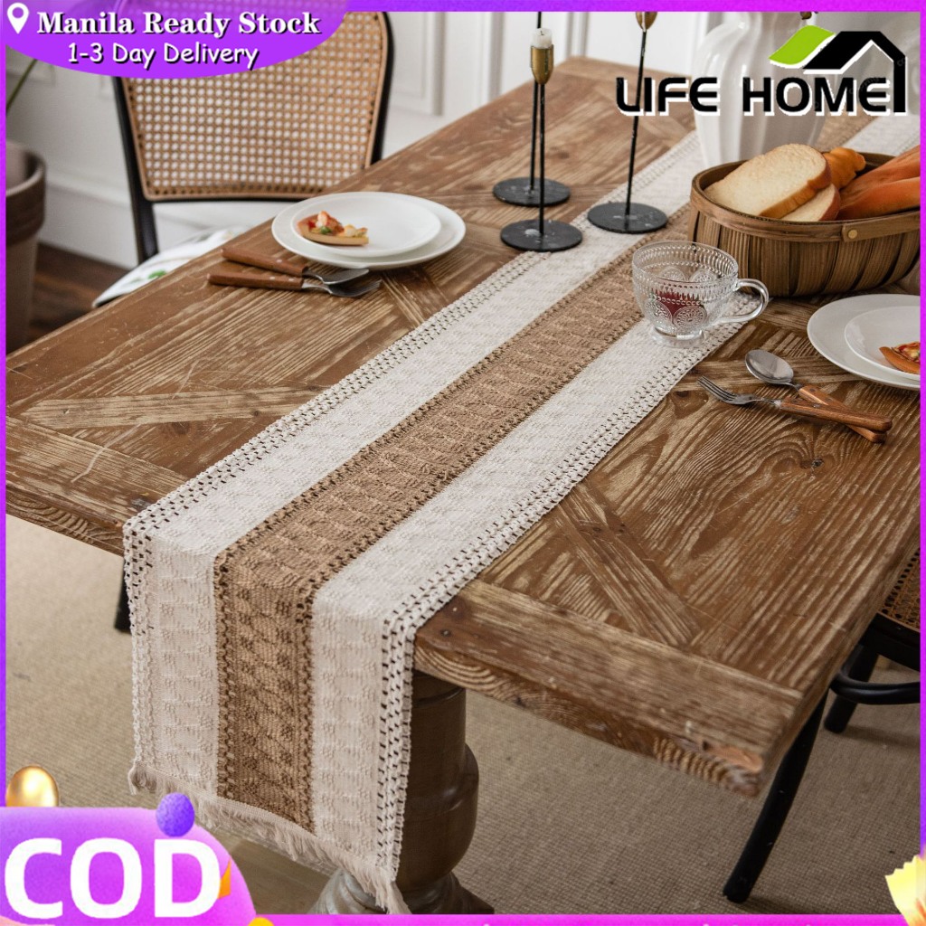 Table Runner Rectangle 4/6/8 Seater Cotton Linen Twocolor weaving