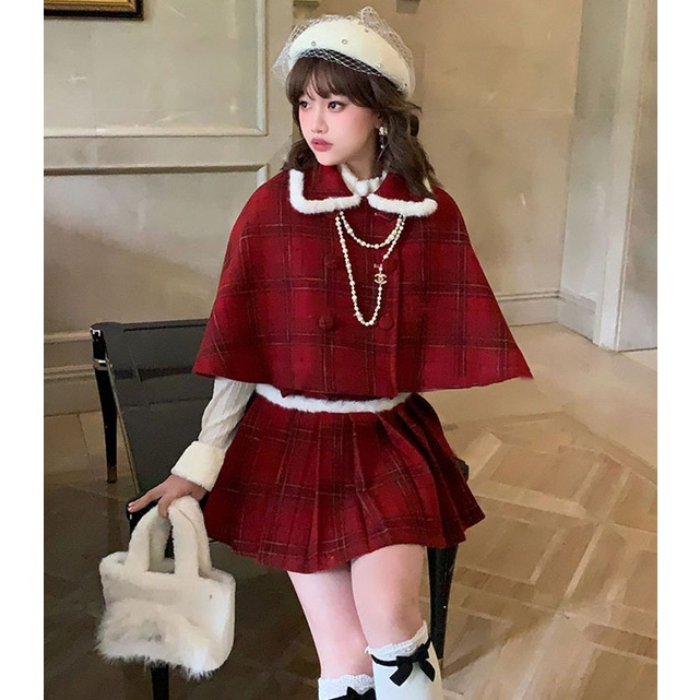 Christmas plaid skirt outlet suit