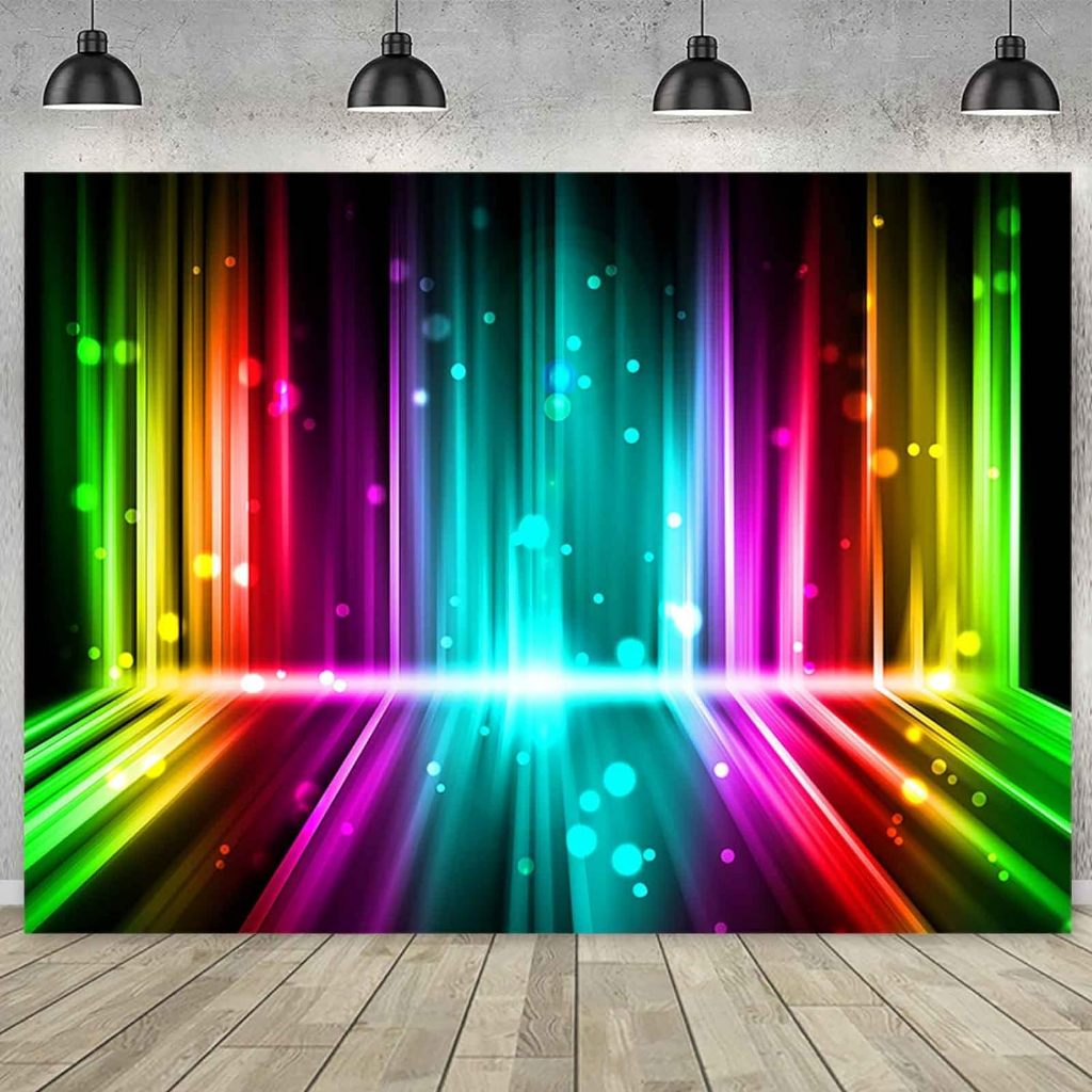 7x5ft Let's Glow Party Photography Backdrop Music Disco Dance Rainbow ...