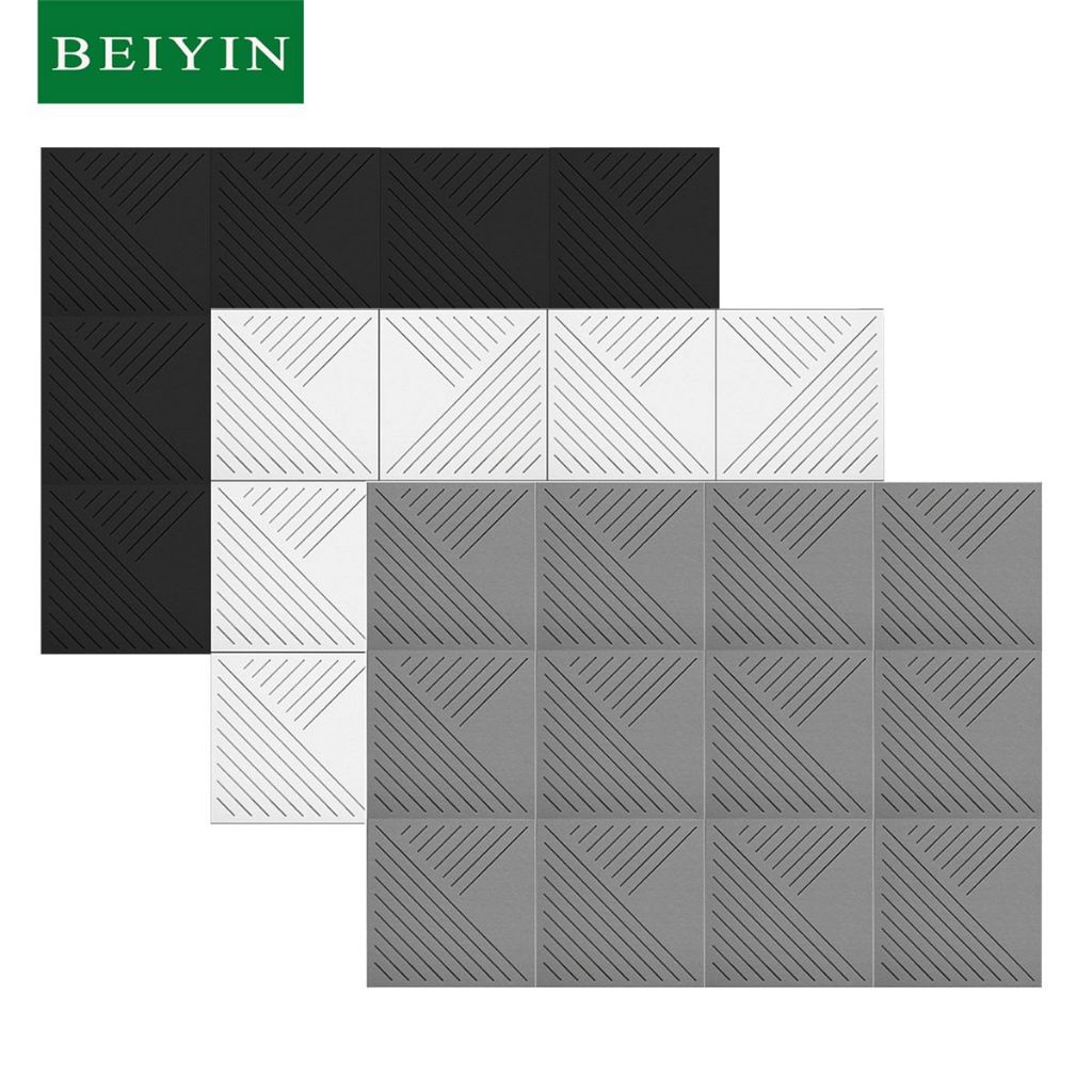 BEIYIN 12 Pcs Polyester Fiber Acoustic Insulation Panels Soundproof ...