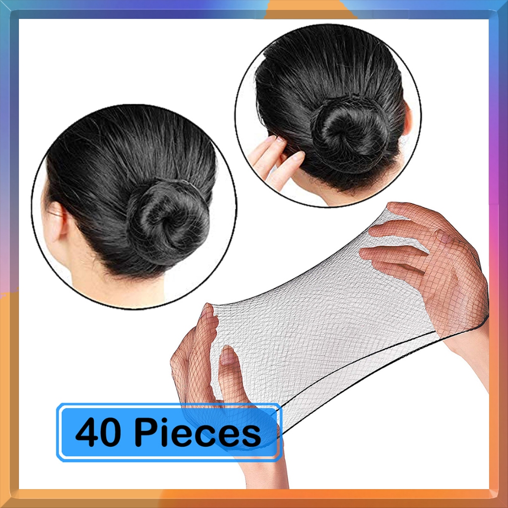 40pcs Invisible Hair Nets Bun Net Elastic Mesh Hairnet For Food