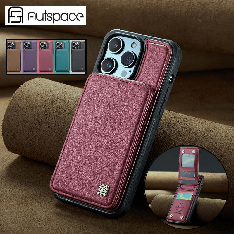 Back Leather Case For IPhone 15 14 13 Pro Plus Max Magnet Flip Up