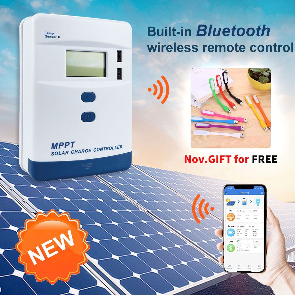 GCSOAR 30A MPPT Solar Charge Controller 12V/24V Met WiFi En LCD - Max PV 100V Voor Gel, AGM, Lithium Batterijen
