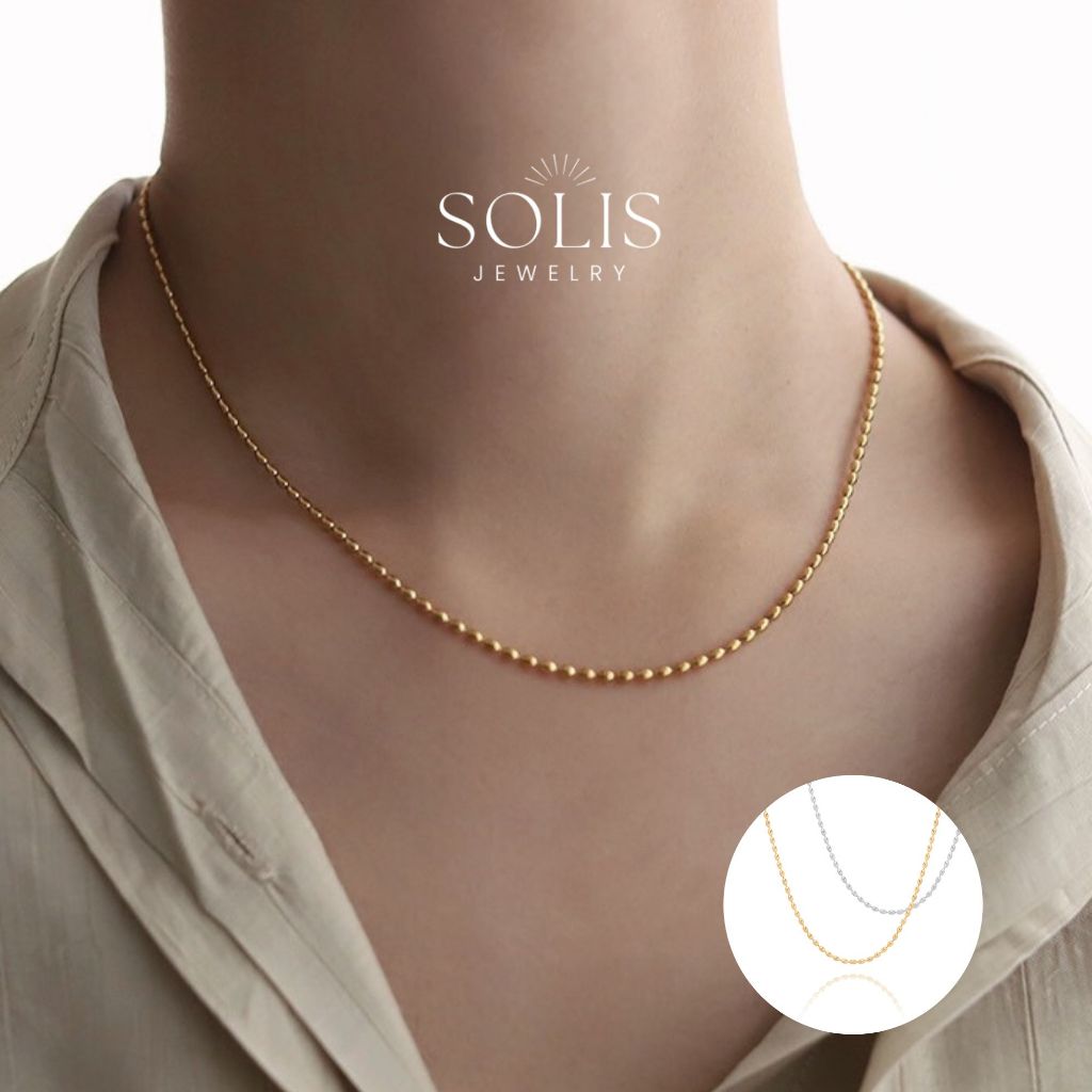 Gold Chain Necklace, 18K Gold Plated Stainless Steel Unisex Waterproof Necklace Gold / 24 Inches