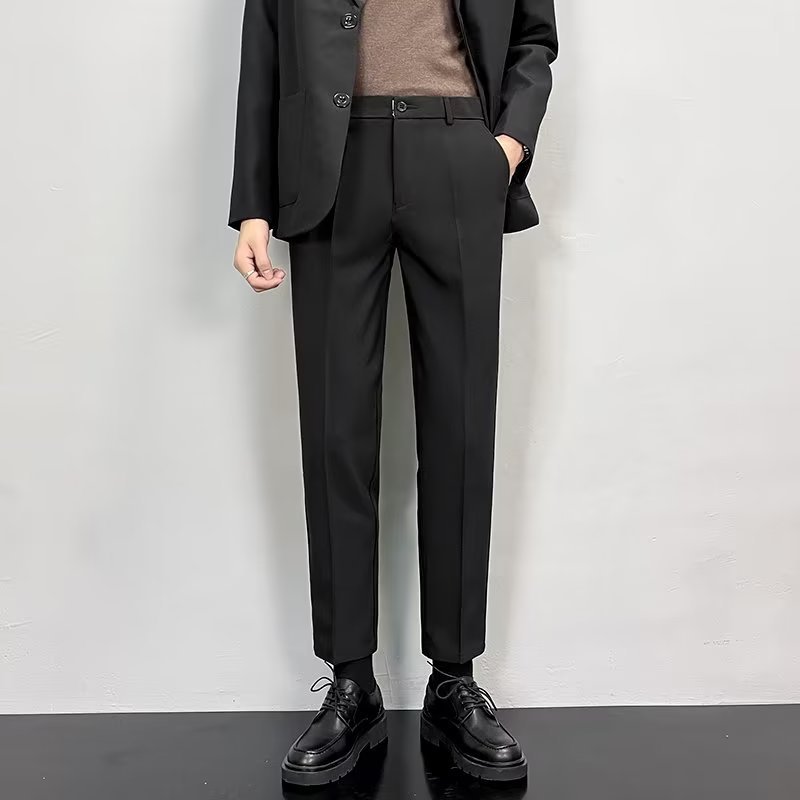 Cabin Fashion Elegant Slacks Black Ankle Men's Suit Pants Casual ...