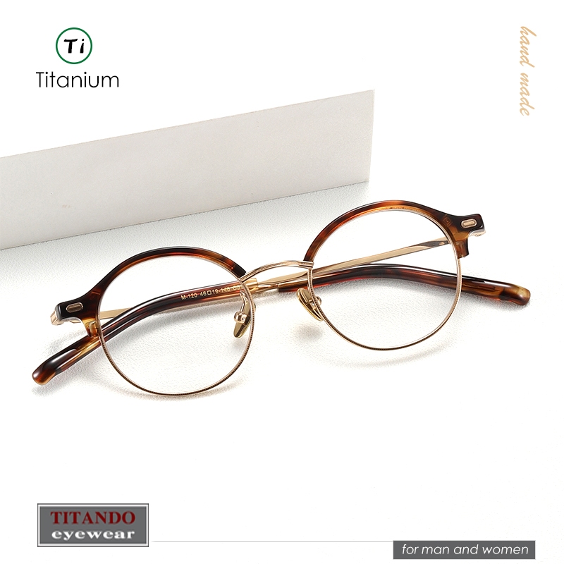 Japanese Retro Round Eyebrow Frame Glasses Titanium Alloy Frame Men ...