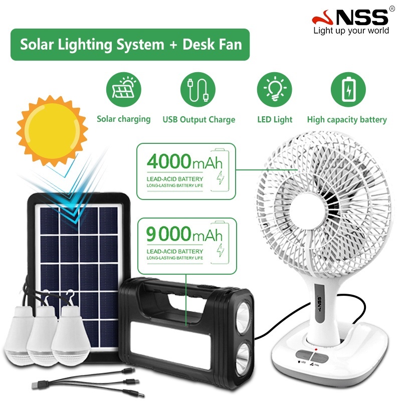 Solar Fan With Panel Solar Electric Fan Rechargeable Fan 12 With Emergency Light 5w Solar Panel 9384