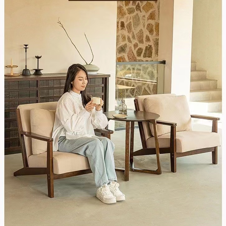 Nordic Solid Wood Chair Single Lazy Chair Combination Casual Simple ...