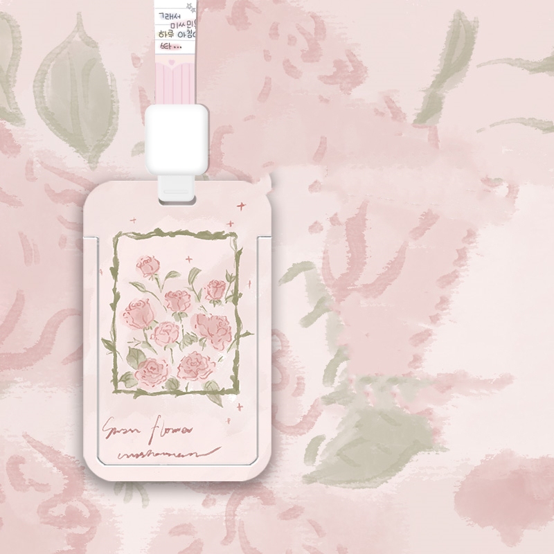 Pink Rose Hard Card Cover Cute Girl Campus Meal Card Work Card Couple ...