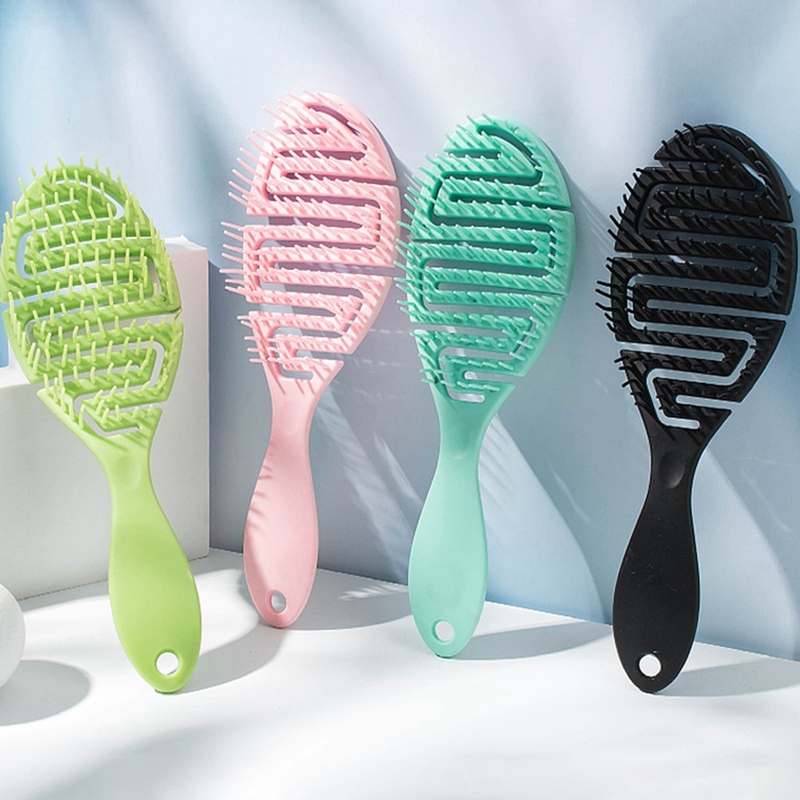 Detangled Vented Massage Hair Brush Wet Dry Curved Massage Comb Fluffy ...